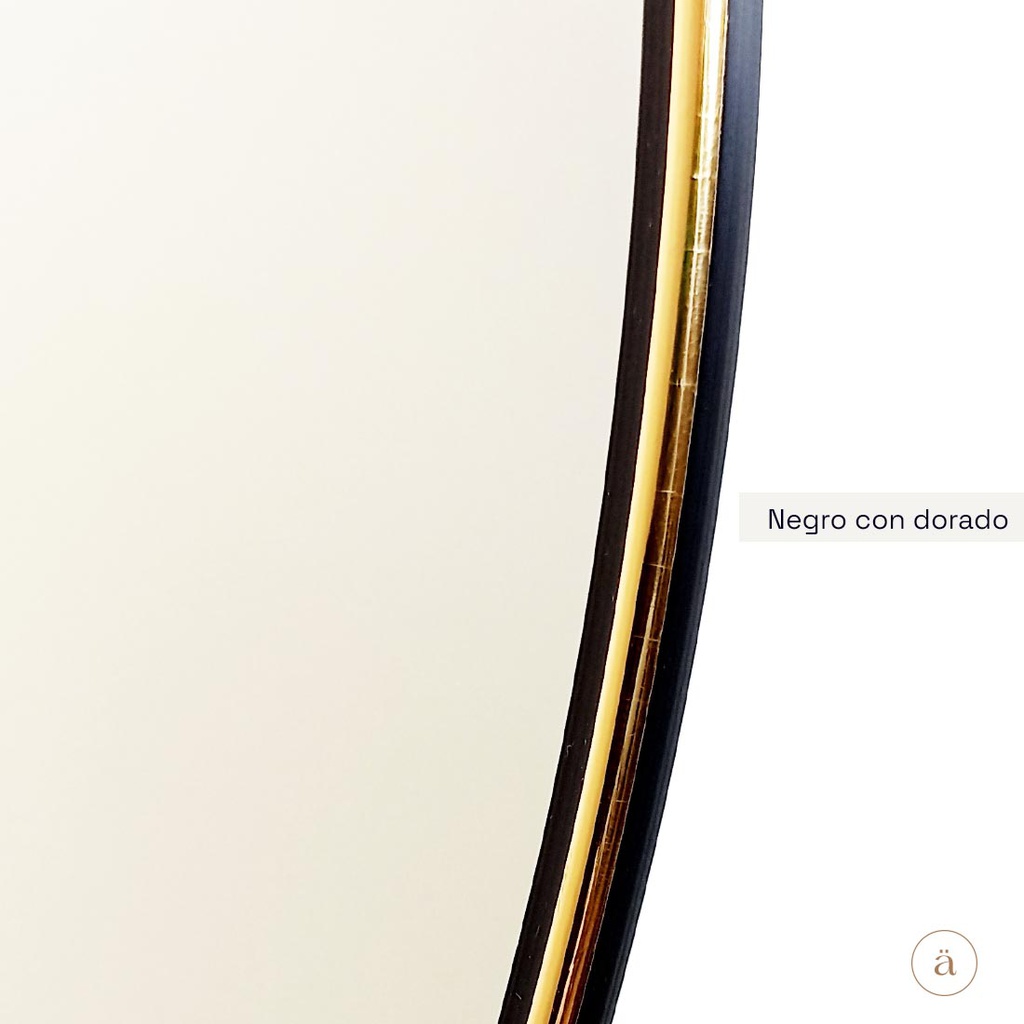 Espejo Karantina 80cm - Negro con dorado